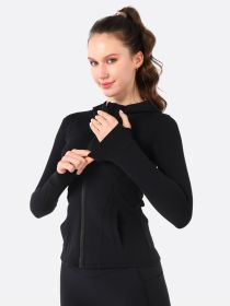 Hooded Jacket Yoga Clothes (Option: Black-L)