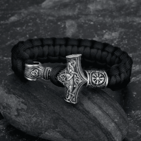 Asgard Crafted Paracord Mjolnir Bracelet (Color: Silver)